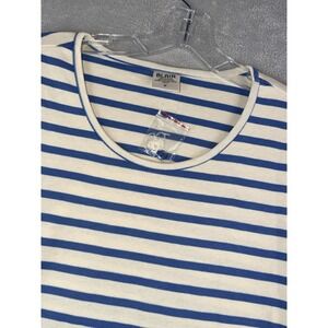 Blair Women's Medium Crewneck Shirt Short Sleeves Cuffed W/Button NWT‎ Striped